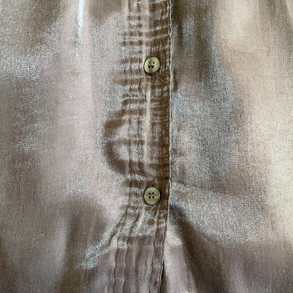 Vintage New York Jeans Metallic Brown Button-Up Blouse – Size L – Made in Korea - Picture 3 of 7
